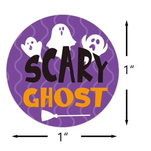 Runde Halloween-Aufkleber mit Geistern und Besen für Süßigkeitentüten Verschlüsse