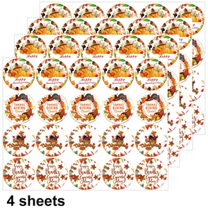 50MM Thanksgiving stickers set with 120 pieces featuring pumpkin, turkey, and maple leaves