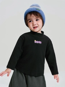 Maglietta Invernale per Bambini in Pile Mezzo Collo Alto Manica Lunga Stampa Cartoon Sottoveste Ragazzo Ragazza Top Caldo