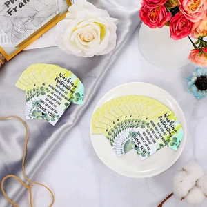 Creative T-shirt shaped washing instruction cards with elegant green leaf patterns