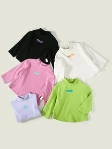 T-shirt termiche per bambini in pile con stampe a cartoni animati in cinque colori