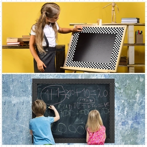 Scalloped black and white checkered bulletin board border stickers for classroom decoration