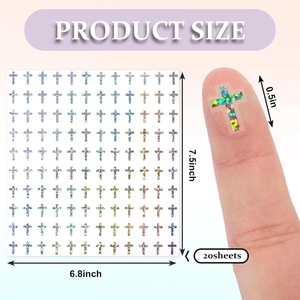 Holografische Laser Kreuz Aufkleber Set 20 Blatt für Taufe Handwerk und Nagelkunst Deko