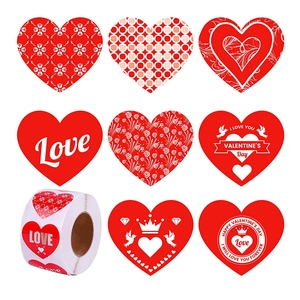 Rotes Herz Valentinstag Aufkleber Rolle Liebe Muster Etiketten Für Romantische Geschenkverpackung Briefumschlag Hochzeit