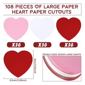 108 ritagli di carta a forma di cuore rosa, bianchi e rossi per decoro bacheca