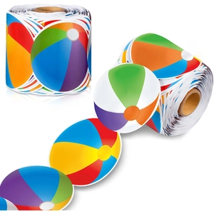 Multicolor Beach Ball Bulletin Board Border Stickers Scalloped Classroom Decoration For School Party Office Wall Decor