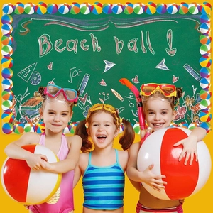 Colorful beach ball border stickers for classroom bulletin board summer party decor
