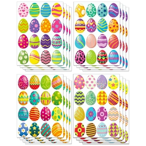 Multi-Patroon Paasei Stickers Voor Kinderen Feestdagen Decoratie DIY Knutselen Zelfklevend Koperplaat Papier Feestelijke Etiketten