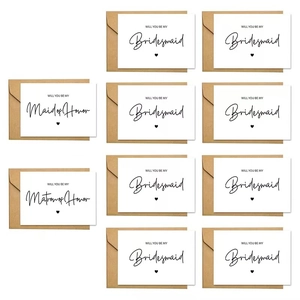 Minimalist Wedding Bridesmaid Invitation Proposal Cards And Kraft Envelopes For Maid Of Honor Matron Of Honor Party Stationery