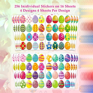 Paaseieren stickers set met 256 stuks op 16 kleurrijke vellen voor knutselen