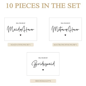 Detailed set layout showing 10 white cards for Bridesmaid and Maid of Honor invitations