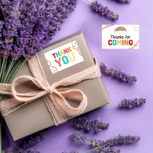 Artistic Thank You cards with rainbow designs for gift packaging and party favors