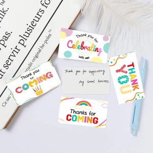 Assorted Thank You cards for small business with colorful rainbow and cake designs