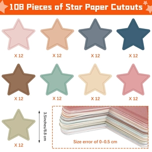 108 piece bohemian hollow star cutouts in 9 colors for classroom bulletin board decor