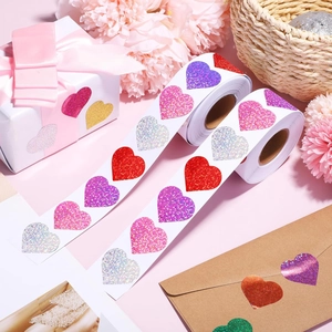 Glitter heart stickers in assorted colors for Valentine gift wrapping and DIY crafts