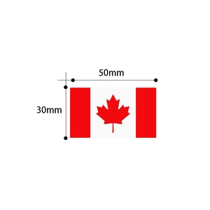 Standard Canadian flag sticker with red maple leaf design, size 50mm x 30mm for multi-use