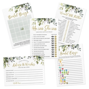 Cartes de Jeux pour Enterrement de Vie de Jeune Fille Eucalyptus Conseils de Mariage et Vœux Il a Dit Elle a Dit Bingo Botanique Jeux de Fête Fiançailles