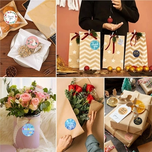 Divers autocollants Thank You sur sacs cadeaux et boîtes à fleurs pour emballages