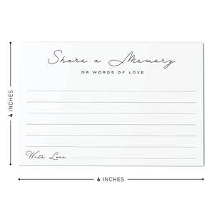 Cartes de souvenirs Share a Memory 4x6 pouces blanches pour messages de mariage