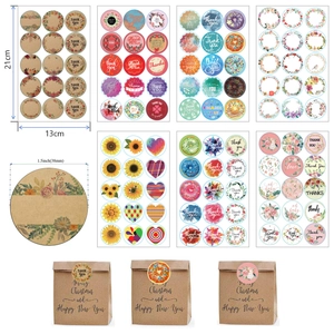Étiquettes Rondes Thank You Autocollants Floraux Tournesol Pour Sacs Cadeaux Boulangerie Petites Entreprises Étiquettes Décoratives