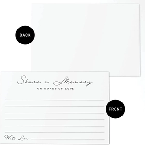 Cartes de souvenirs blanches minimalistes avec typographie noire élégante et lignes