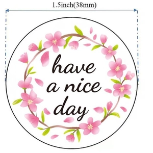 Floral cherry blossom 'Have a nice day' gift stickers, 1.5 inch round seal labels