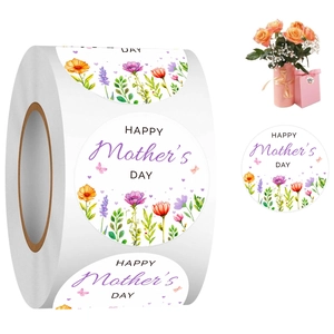 Detail of Happy Mother's Day floral roll stickers for gift box and vase decoration