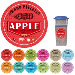 Houtpellet Smoker Emmeretiketten Waterdichte PVC Stickers Voor BBQ Grill Opslagcontainers Smaakidentificatie