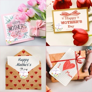 Floral Happy Mother's Day stickers on gift boxes, envelopes and cards for gift wrapping