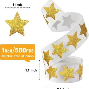 Rotolo da 500 adesivi a stella glitter oro da 1 pollice per decorazioni