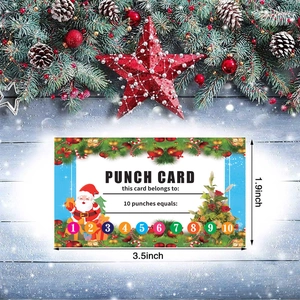 Weihnachts-Lochkarte für Kundenbindungsprogramme, Belohnungskarten für Feiertage 3,5x1,9 Zoll