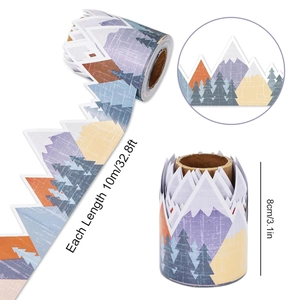Bordo per bacheca con motivo foresta e montagna per decorazione dell'aula scolastica
