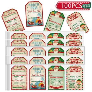 Vintage Christmas Gift Tag Stickers Official Santa Delivery Label For Holiday Present Wrapping Decoration Accessory