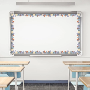 Bordo decorativo per bacheca scolastica con pini e montagne in stile bohémien