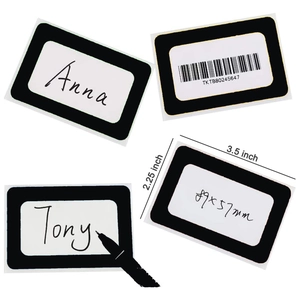 Étiquettes de nom 3,5x2,25 pouces avec bordure noire pour écriture manuscrite et codes