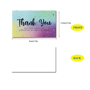 Colorful nebula gradient thank you card for small business with blank white back