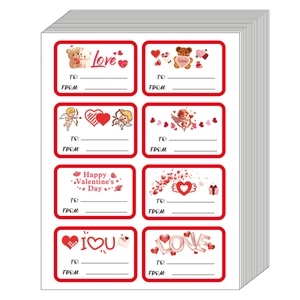 Fröhlichen Valentinstag Geschenk Aufkleber Von An Herz Amor Bär Muster Rechteckige Dekorative Selbstklebende Namensschilder