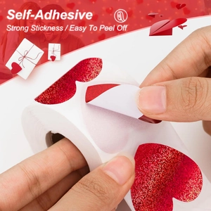 Étiquettes adhésives rouges pailletées en forme de lèvres pour cadeaux de Saint-Valentin