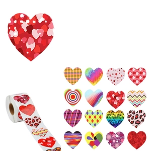 1000 Valentine's Day heart stickers roll with assorted patterns and Love You floral design