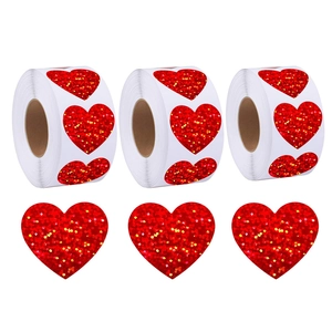 Holographic Laser Heart Shaped Stickers For Valentine's Day Gift Wrapping Wedding Party Decoration Self Adhesive Glitter Labels