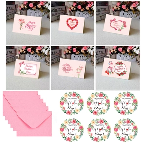 Happy Mothers Day Greeting Cards With Envelopes And Stickers Pink Carnation Heart Elephant Design Floral Card Set For Mom Warm Wishes