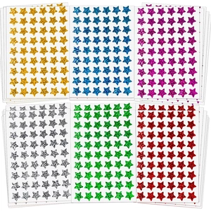 Holografische glittersterstickers in zes kleuren voor schoolbeloningen en knutselprojecten