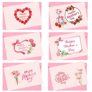 Assorted set of six floral Happy Mother's Day cards with matching pink envelopes