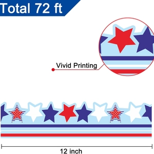 Patriotic star and stripes bulletin board border roll for Independence Day decor