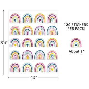 Set van 120 kleurrijke Bohemian regenboogstickers met hartjes voor DIY decoratie