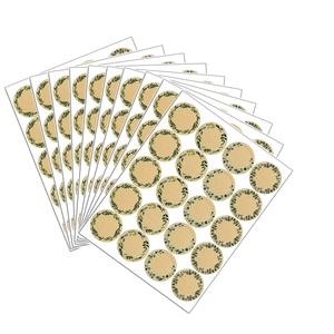 Round Kraft Paper Stickers Botanical Floral Wreath Design For Gift Wrap Journaling Envelope Sealing Decorative DIY Adhesive Labels