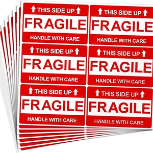 Étiquettes d'Avertissement Fragile Handle With Care Pour l'Expédition Autocollant Rouge This Side Up Adhésives Pour Cartons De Déménagement