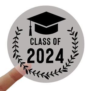 Translucent Class of 2024 graduation cap sticker with gold stamping for cap decoration