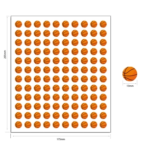 Sheet of 120 mini basketball stickers 13mm each for sports party decor and scrapbooking