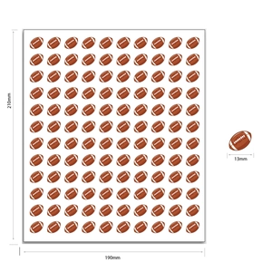 Mini American football stickers sheet with 120 pieces for sports events decor